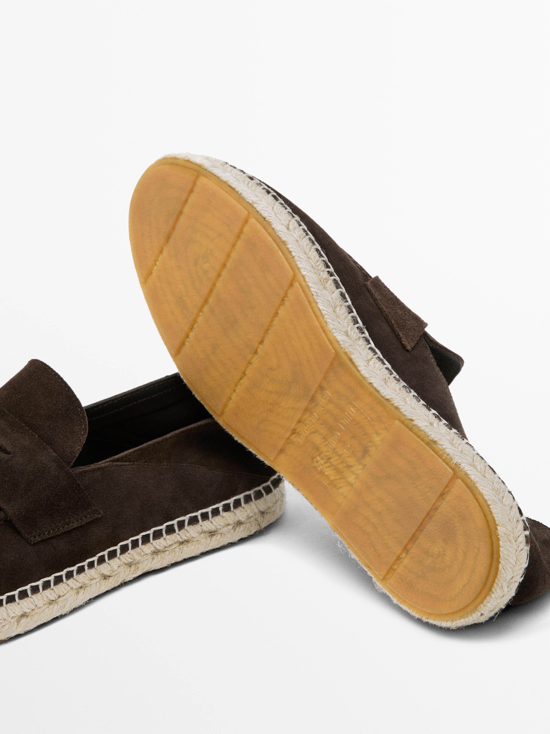 Espadrille masque en croûte de cuir